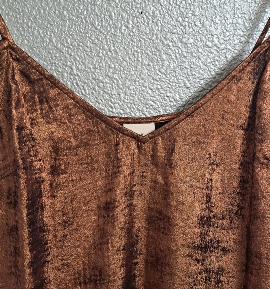 NWT Bronze Shimmering Slip Dress Size M - Picture 8 of 10